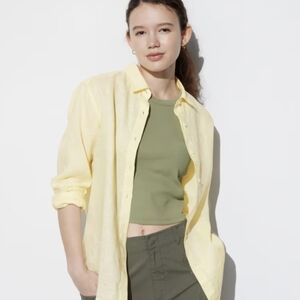 Uniqlo Premium Linen Long Sleeve Button Down